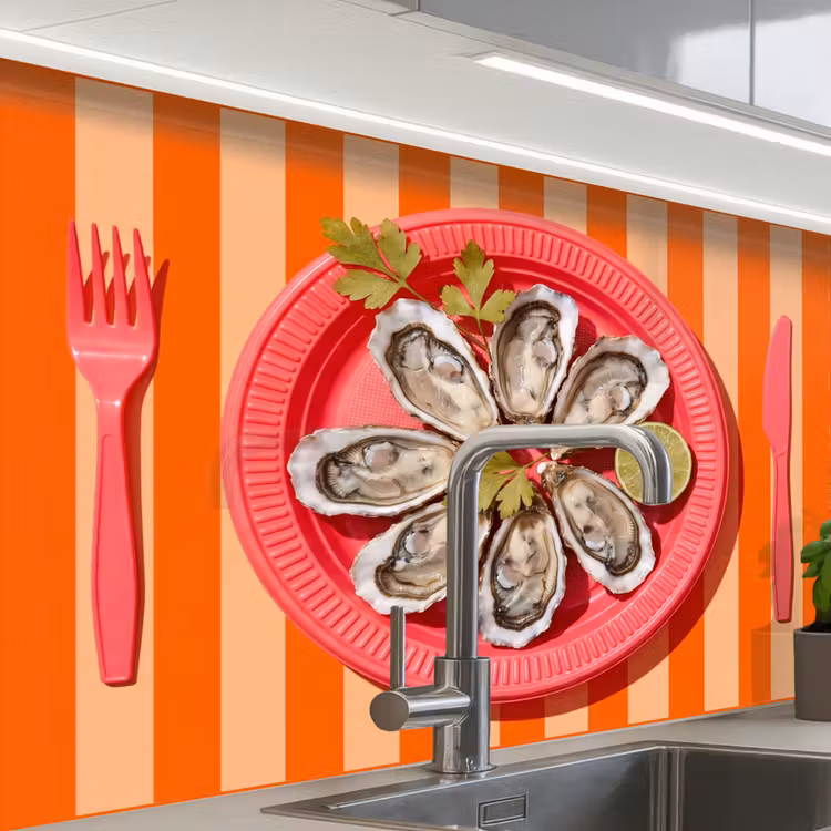 Revestimiento cocina - Comida - Ostras - Marisco - Naranja - Moderno — 1