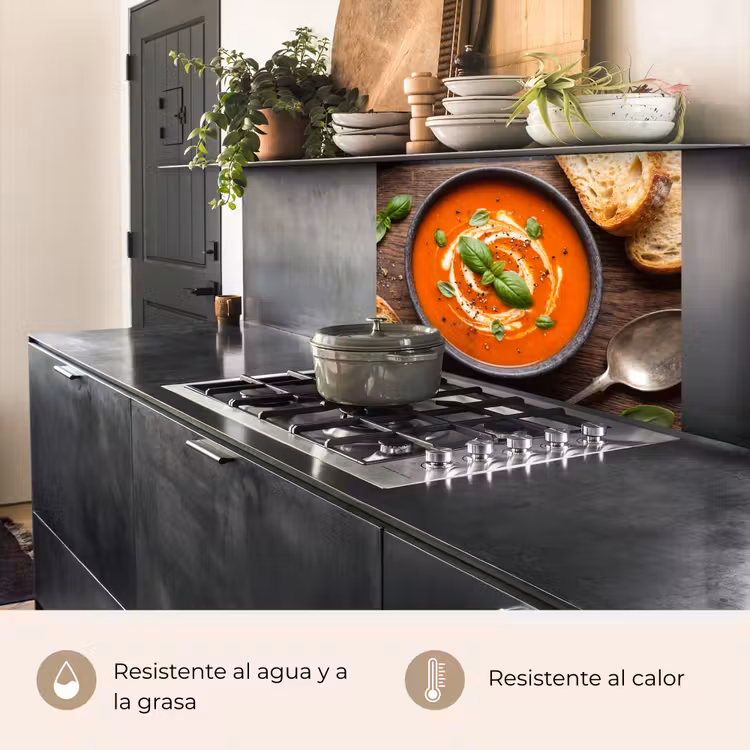 Revestimiento cocina - Comida - Sopa - Albahaca - Rústico - Rojo — 4