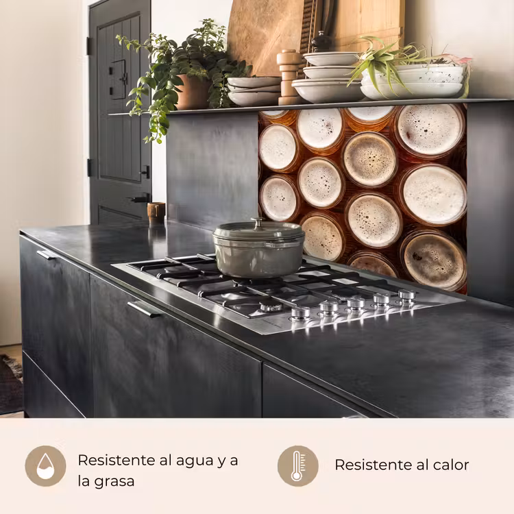 Revestimiento cocina - Comida - Vasos - Bebidas - Patrón - Marrón — 4