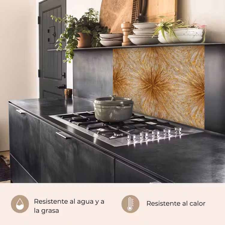 Revestimiento cocina - Explosión - Abstracto - Dorado - Blanco — 4
