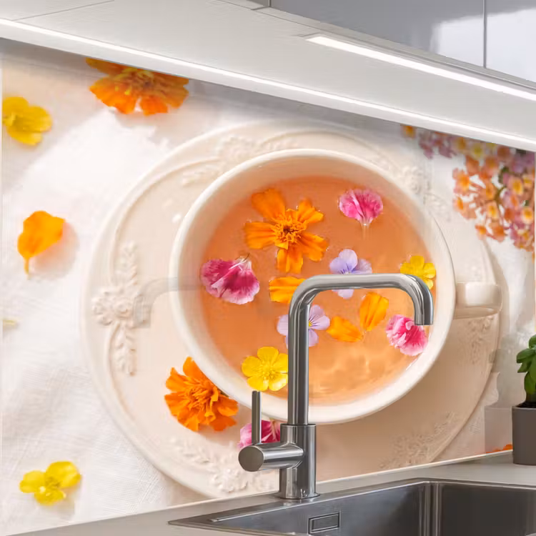 Revestimiento cocina - Flores - Cabeza - Naturaleza - Colorido - Verano — 1