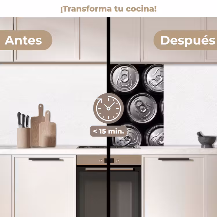 Revestimiento cocina - Latas - Aluminio - Estampado - Industrial - Plata — 2