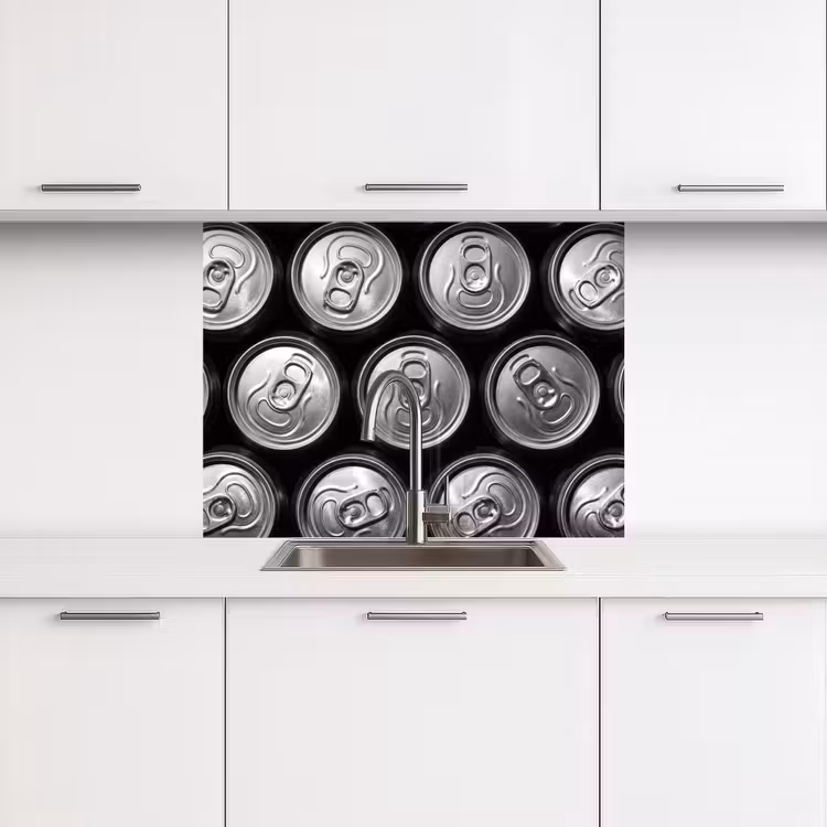 Revestimiento cocina - Latas - Aluminio - Estampado - Industrial - Plata — 3