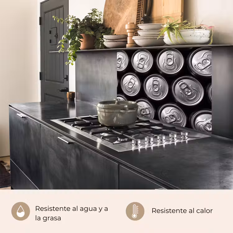 Revestimiento cocina - Latas - Aluminio - Estampado - Industrial - Plata — 4