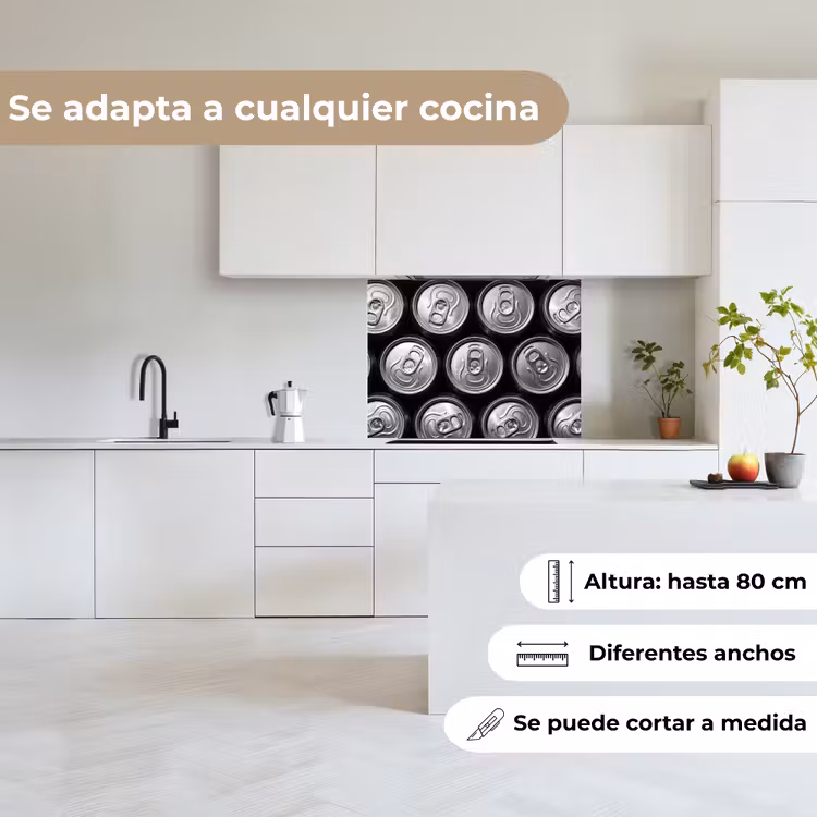 Revestimiento cocina - Latas - Aluminio - Estampado - Industrial - Plata — 6