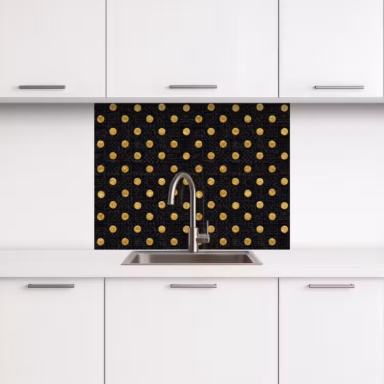 Revestimiento cocina - Lunares - Puntos - Dorado - Negro — 3