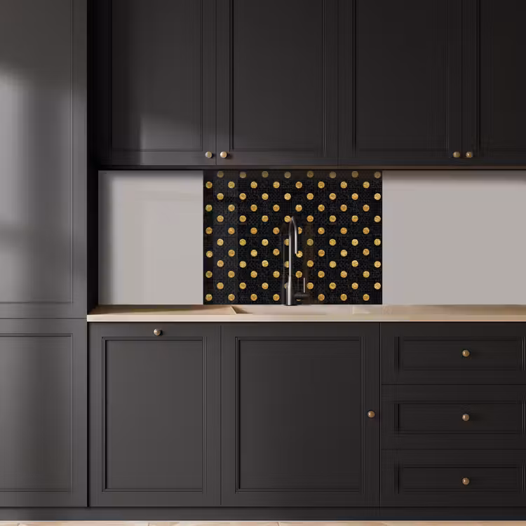 Revestimiento cocina - Lunares - Puntos - Dorado - Negro — 5