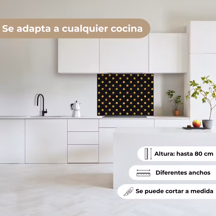 Revestimiento cocina - Lunares - Puntos - Dorado - Negro — 6