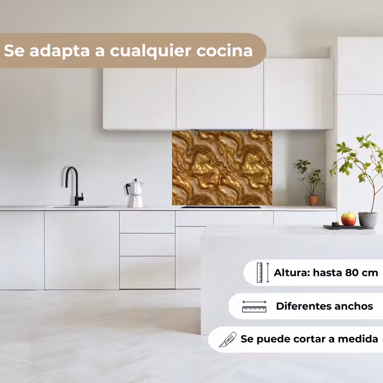 Revestimiento cocina - Onduladas - Orgánicas - Doradas - Crema — 6