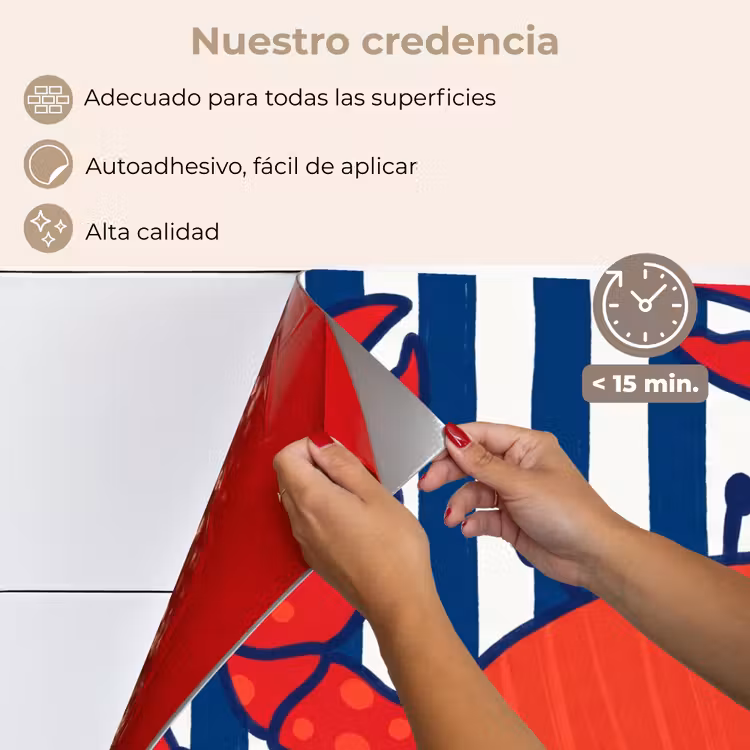 Salpicaderos de cocina - Cangrejo - Rayas - Vida marina - Ilustración - Rojo — 4