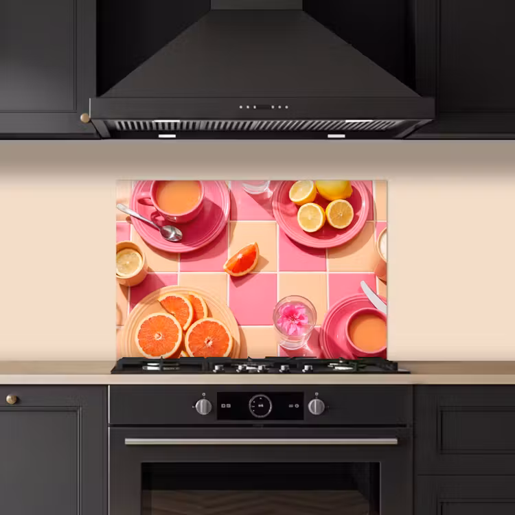 Salpicaderos de cocina - Comida - Cítricos - Naturalezas muertas - Rosa - Naranja — 5