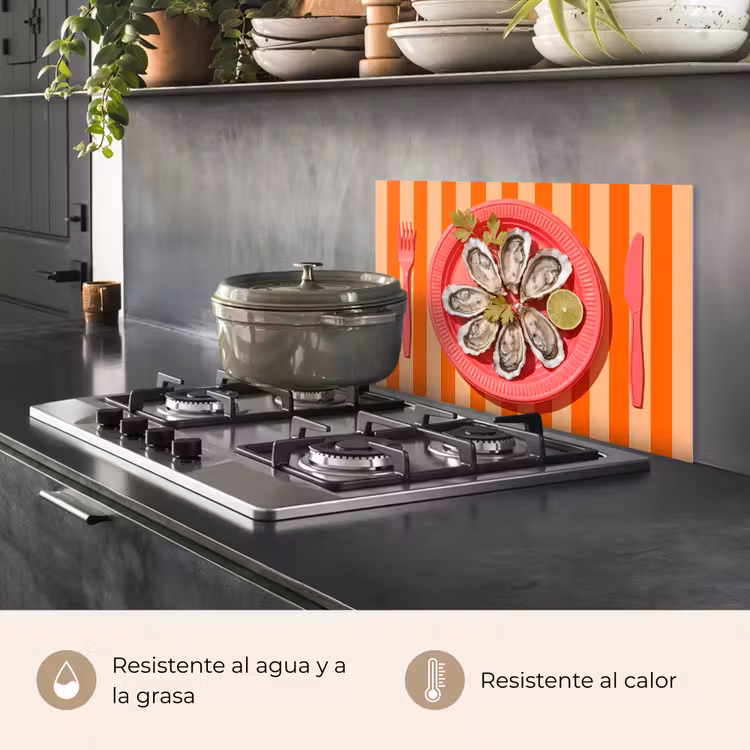 Salpicaderos de cocina - Comida - Ostras - Marisco - Naranja - Moderno — 2