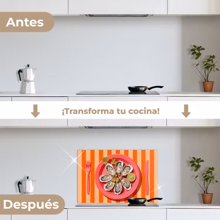 Salpicaderos de cocina - Comida - Ostras - Marisco - Naranja - Moderno — 7
