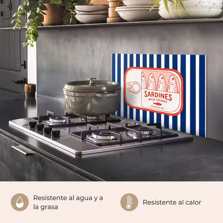 Salpicaderos de cocina - Comida - Pescado - En lata - Ilustración - Rojo — 2