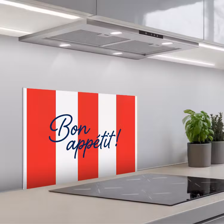 Salpicaderos de cocina - Comida - Refrán - Cocina - Gráfico - Rojo y blanco — 1