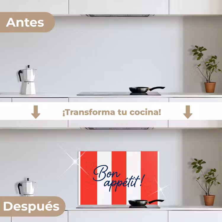 Salpicaderos de cocina - Comida - Refrán - Cocina - Gráfico - Rojo y blanco — 7
