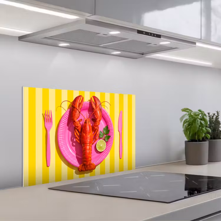 Salpicaderos de cocina - Comida - Rosa - Amarillo - Moderno - Culinario — 1