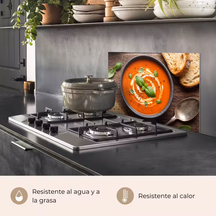 Salpicaderos de cocina - Comida - Sopa - Albahaca - Rústico - Rojo — 2