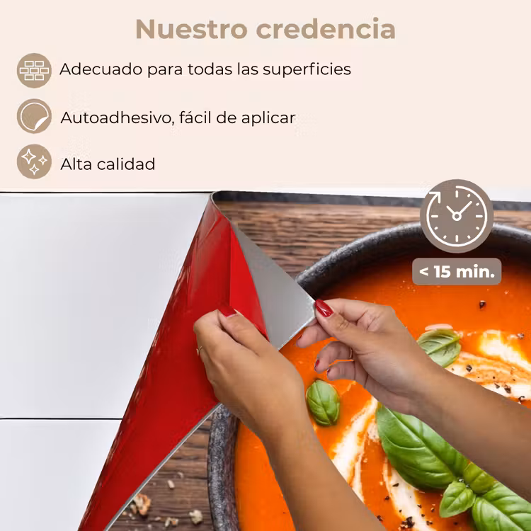 Salpicaderos de cocina - Comida - Sopa - Albahaca - Rústico - Rojo — 4