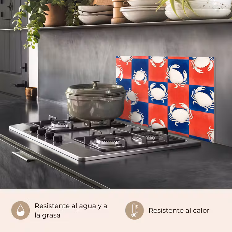 Salpicaderos de cocina - Estampado - Vida marina - Rojo - Azul - Abstracto — 2