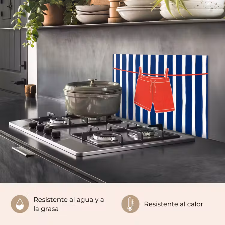 Salpicaderos de cocina - Pantalones cortos - Tendedero - Verano - Ilustración - Rojo — 2