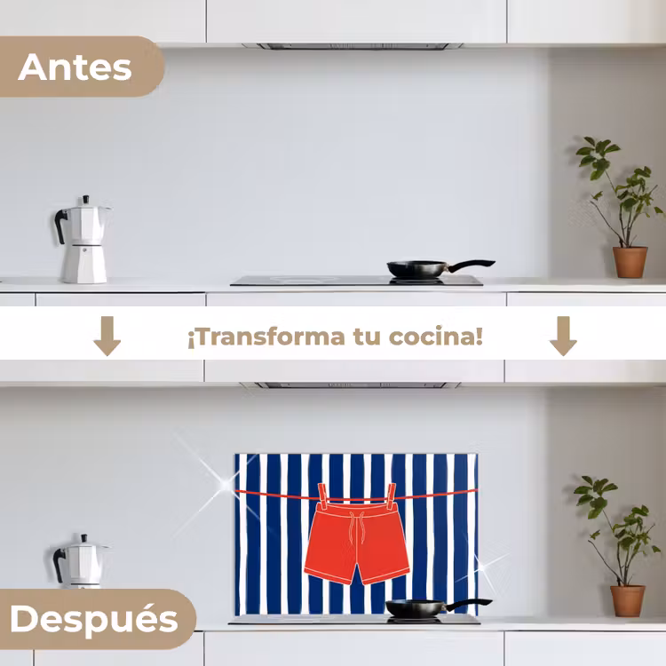 Salpicaderos de cocina - Pantalones cortos - Tendedero - Verano - Ilustración - Rojo — 7