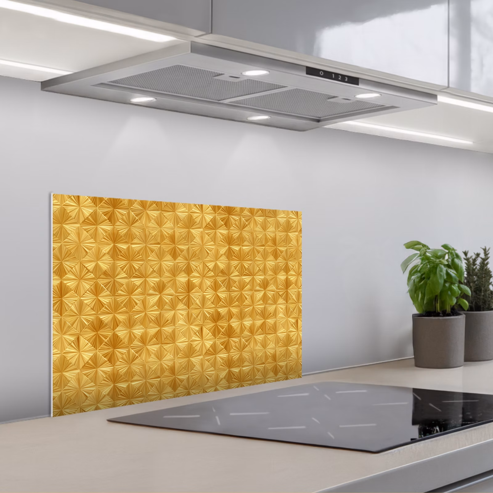 Salpicaderos de cocina - Azulejos - Geométricos - En relieve - Dorados — 1