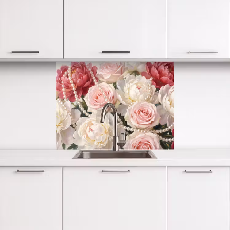 Revestimiento cocina - Flores - Perlas - Romanticismo - Clásico - Rosa — 3