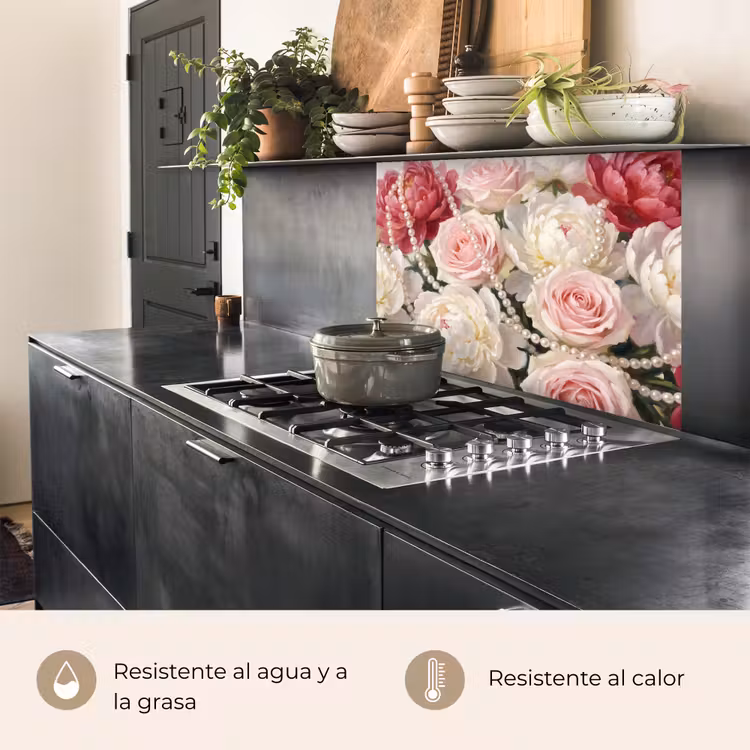 Revestimiento cocina - Flores - Perlas - Romanticismo - Clásico - Rosa — 4