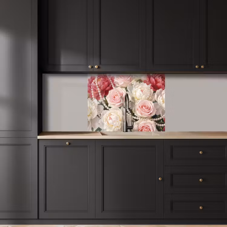 Revestimiento cocina - Flores - Perlas - Romanticismo - Clásico - Rosa — 5