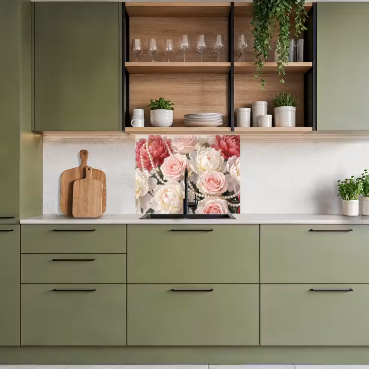 Revestimiento cocina - Flores - Perlas - Romanticismo - Clásico - Rosa — 7