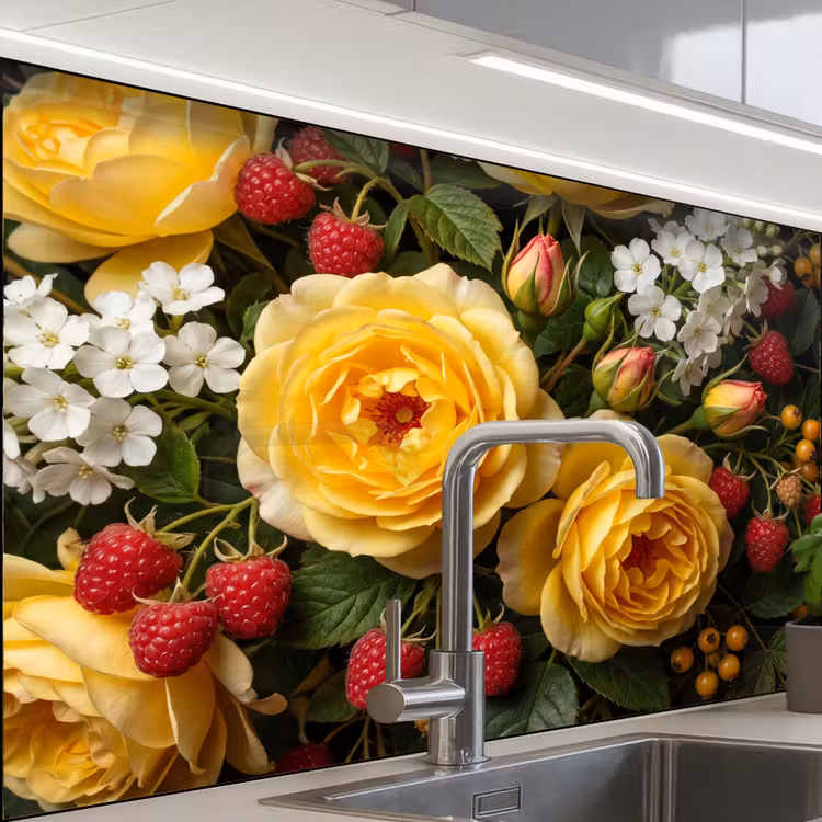 Revestimiento cocina - Flores - Ramo - Naturaleza - Clásico - Amarillo — 1