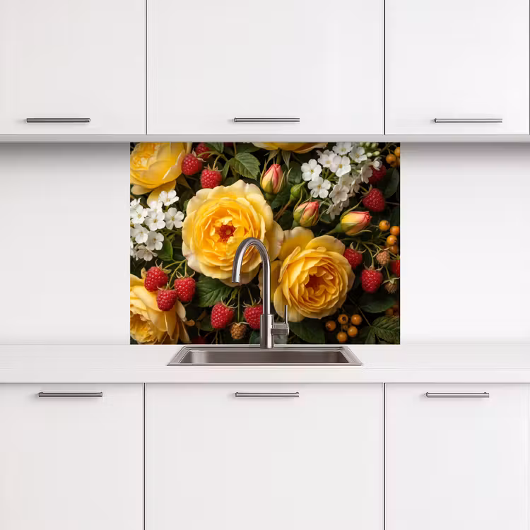 Revestimiento cocina - Flores - Ramo - Naturaleza - Clásico - Amarillo — 3