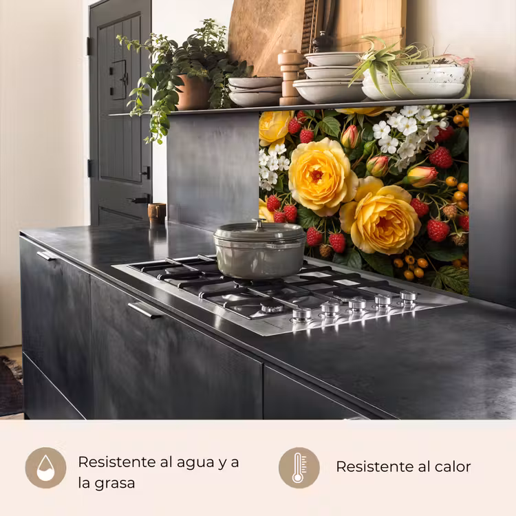 Revestimiento cocina - Flores - Ramo - Naturaleza - Clásico - Amarillo — 4