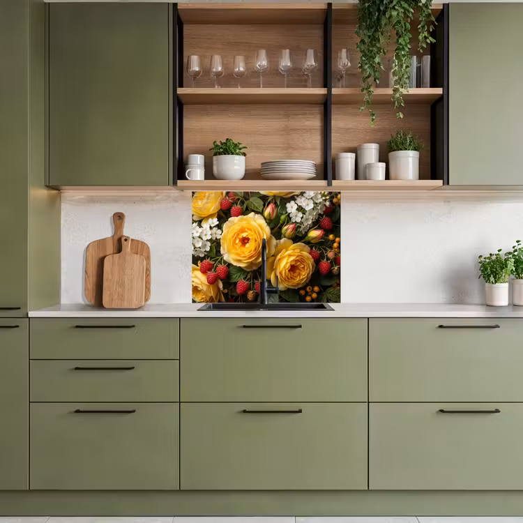 Revestimiento cocina - Flores - Ramo - Naturaleza - Clásico - Amarillo — 7
