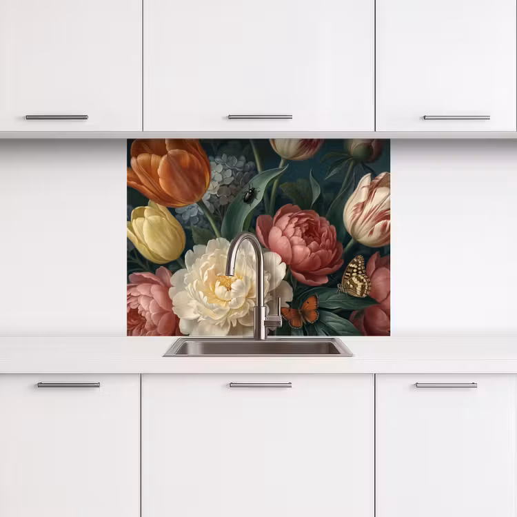 Revestimiento cocina - Flores - Ramo - Naturaleza - Clásico - Oscuro — 3
