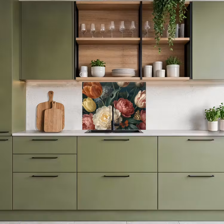 Revestimiento cocina - Flores - Ramo - Naturaleza - Clásico - Oscuro — 7