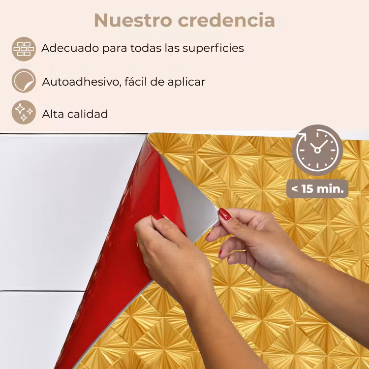 Salpicaderos de cocina - Azulejos - Geométricos - En relieve - Dorados — 4