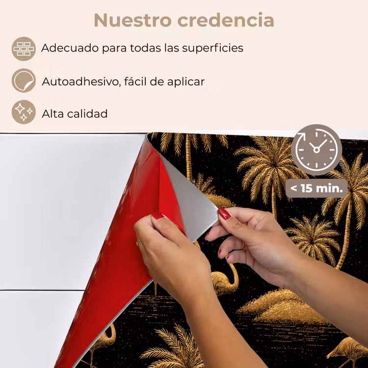 Salpicaderos de cocina - Flamenco - Palmeras - Tropical - Dorado - Negro — 4