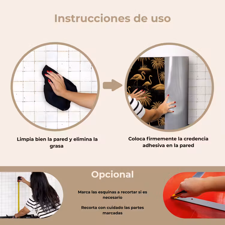 Salpicaderos de cocina - Flamenco - Palmeras - Tropical - Dorado - Negro — 6