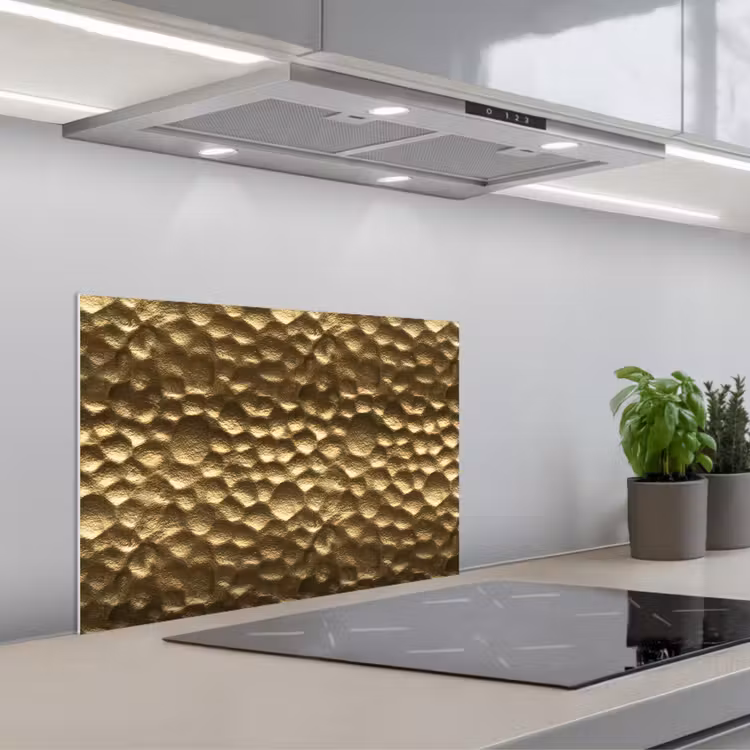 Salpicaderos de cocina - Martillado - Relieve - Textura - Bronce dorado — 1