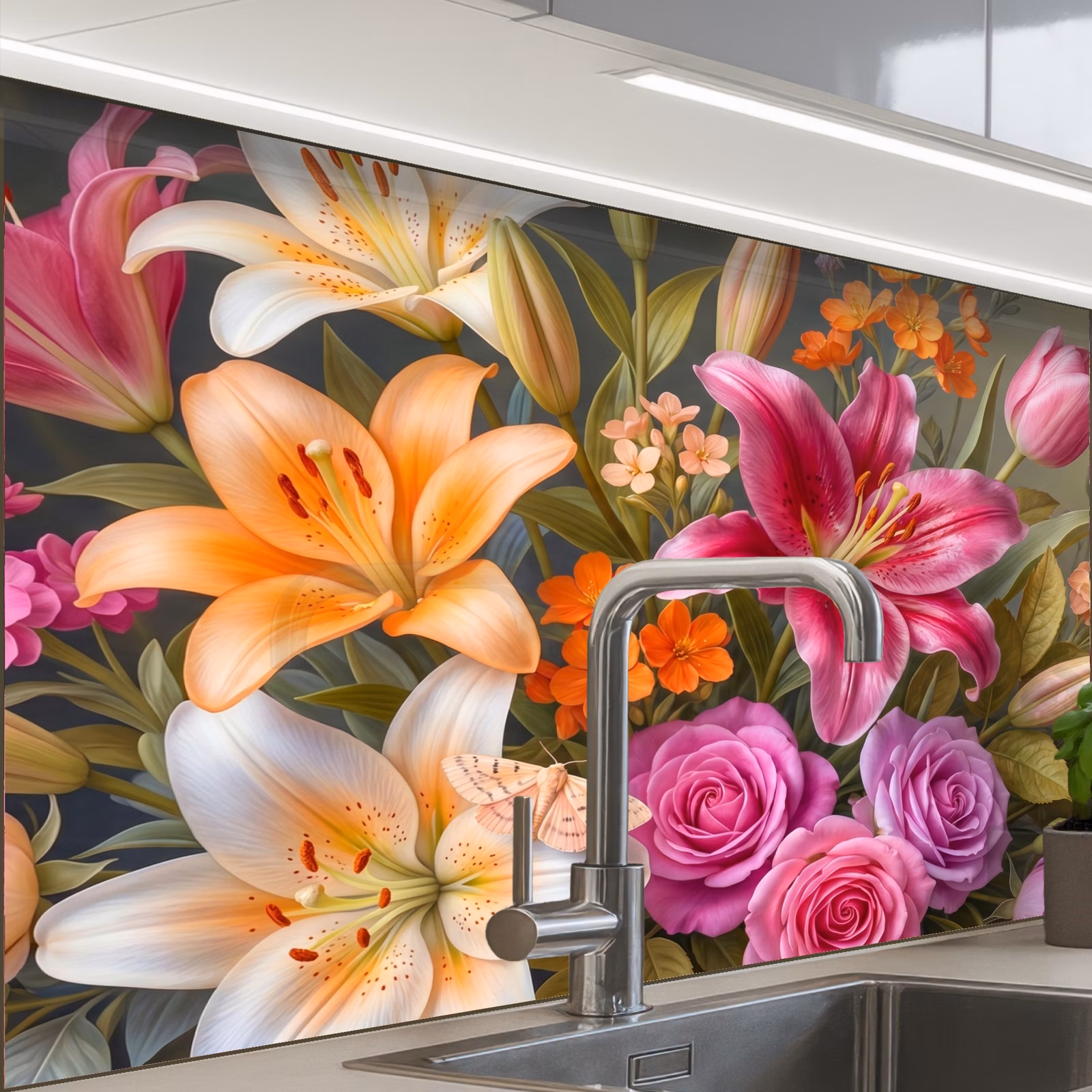 Revestimiento cocina - Flores - Ramo - Naturaleza - Colorido - Moderno — 1
