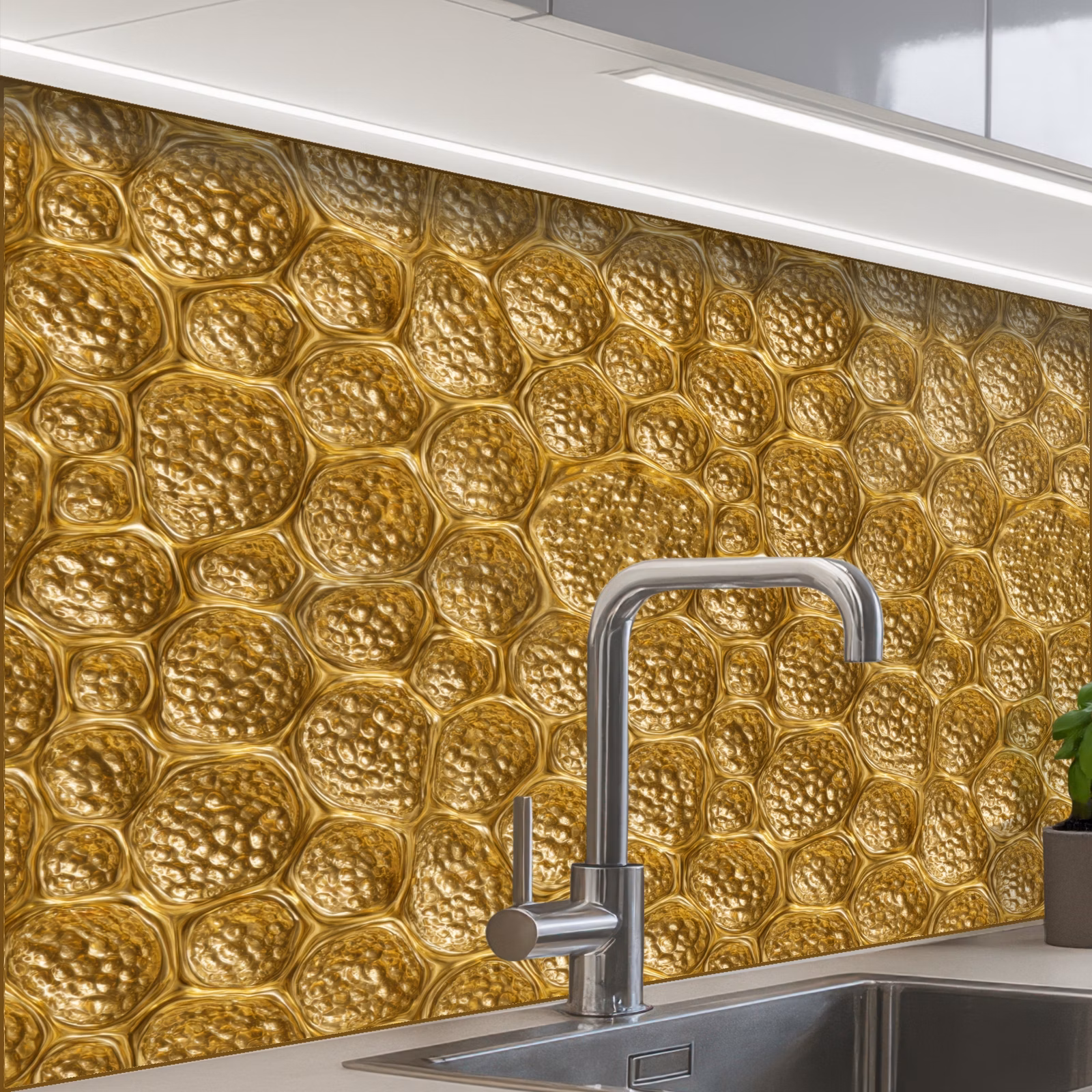 Revestimiento cocina - Martillado - Mosaico - Antigüedades - Oro — 1