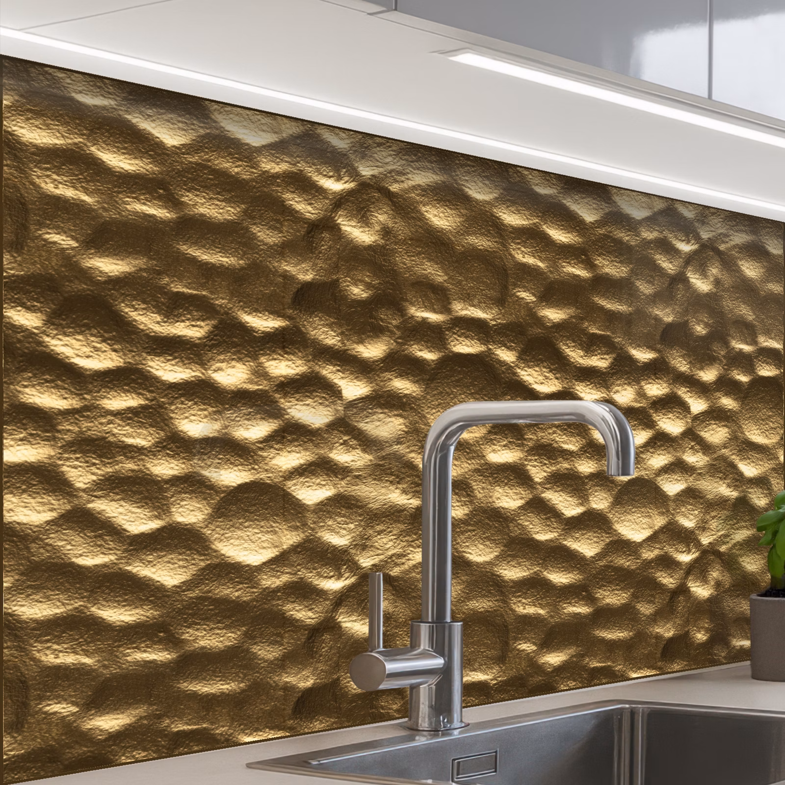 Revestimiento cocina - Martillado - Relieve - Textura - Bronce dorado — 1