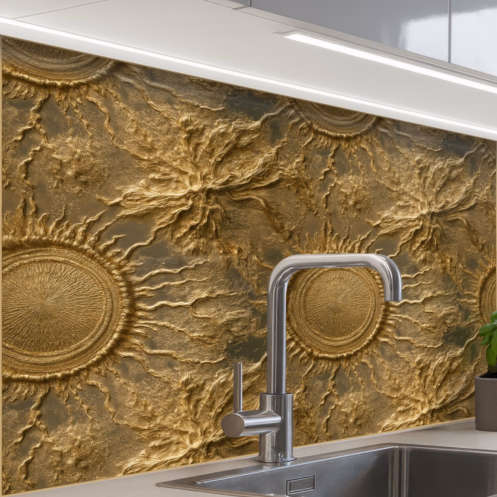 Revestimiento cocina - Sol - Relieve - Antigüedades - Oro — 1