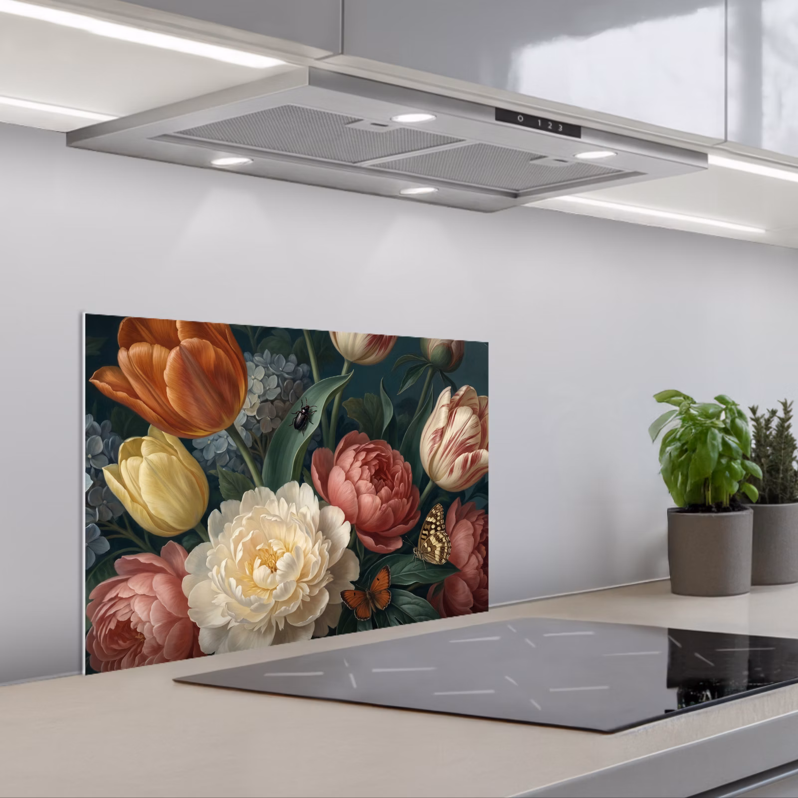 Salpicaderos de cocina - Flores - Ramo - Naturaleza - Clásico - Oscuro — 1