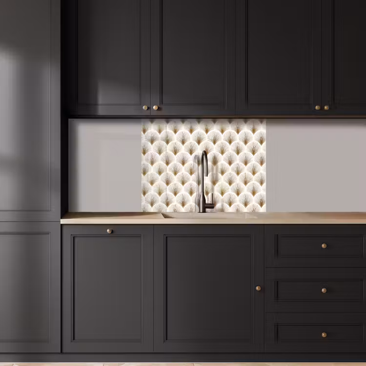 Revestimiento cocina - Abanicos - Art Déco - Elegantes - Dorados - Blancos — 5