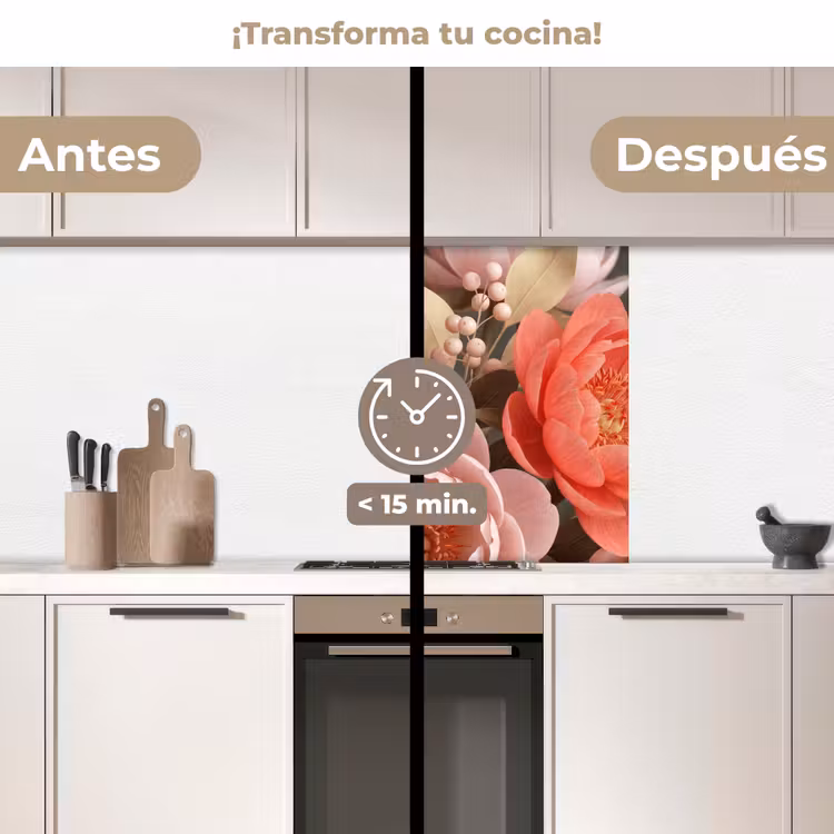 Revestimiento cocina - Flores - Floración - Suave - Coral - Decoración — 2