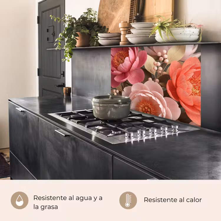 Revestimiento cocina - Flores - Floración - Suave - Coral - Decoración — 4