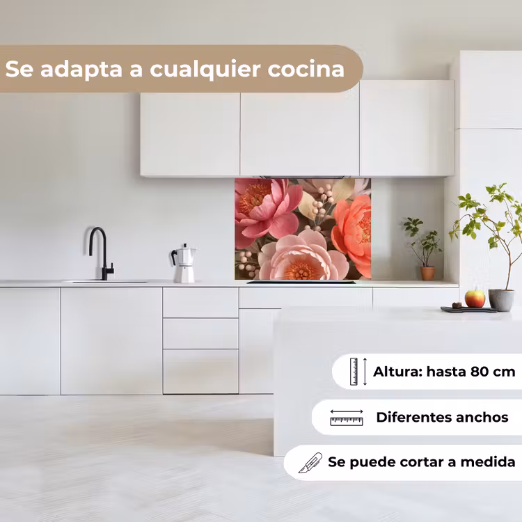 Revestimiento cocina - Flores - Floración - Suave - Coral - Decoración — 6